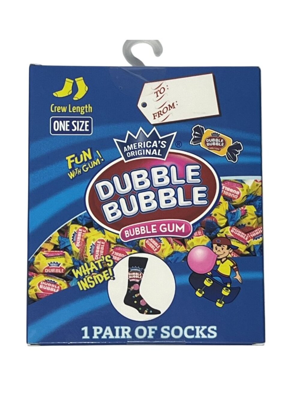 Dubble Bubble Bubble Gum Crew Socks Boxed Gift Novelty One Size NW